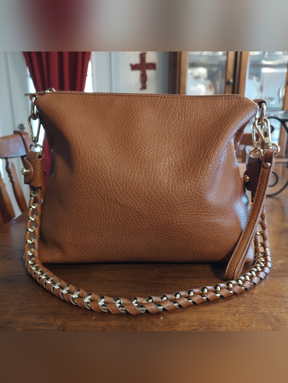 Sole Society Bag in Brown with Chain Detail